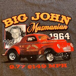 John Mazmanian Red Line Club Drag Racing T-shirt Mens XXL Gray NHRA AHRA Hot Rod